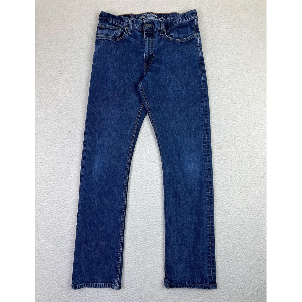 Eddie Bauer Jeans Mens 33x34 (Fits 32x32) Blue Straight Fit Stretch Denim